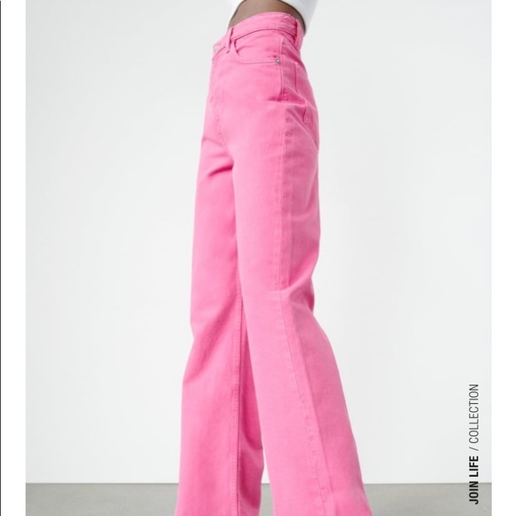 Zara Denim - NWT/ZARA PINK HIGH RISE WIDE LEG JEANS SZ: 12 (42)